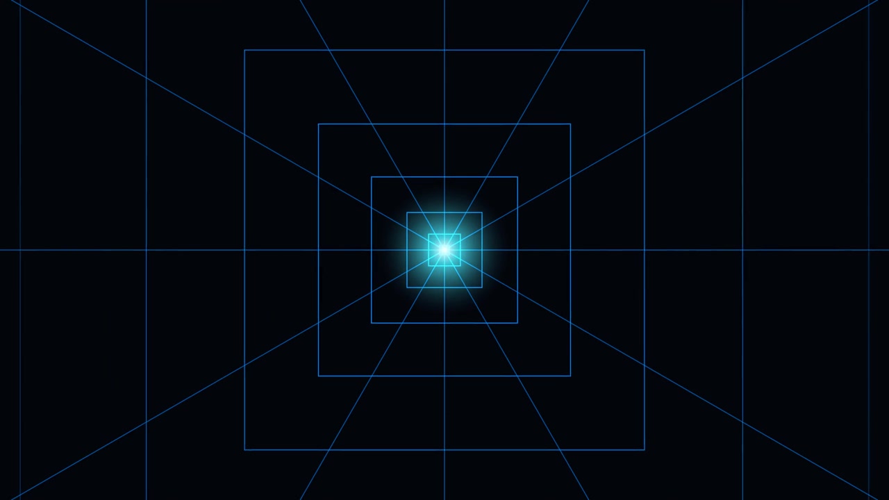 Túnel digital abstracto con un centro de luz brillante
