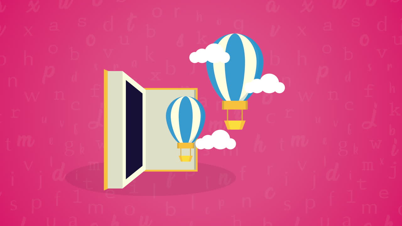 celebración del día mundial del libro con globos de aire caliente