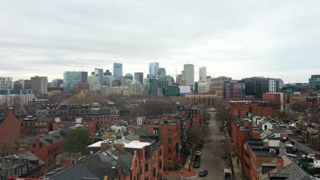 historic city crane aerial footage shot in boston