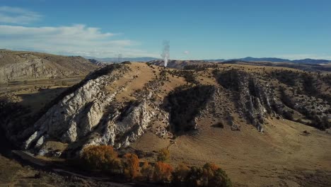 scenic aerial footage of rocky hills in montana