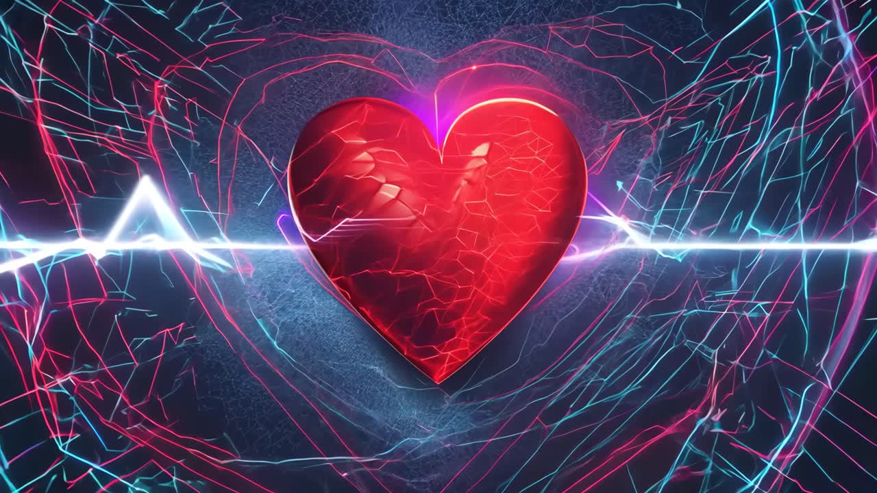 A heart with a line through it and a red line through it. The heart is surrounded by a blue background