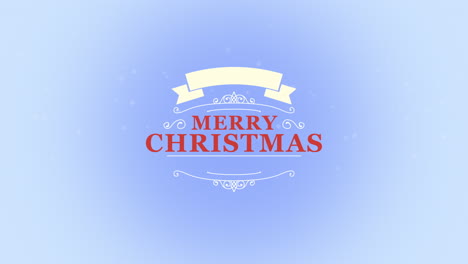 Merry-Christmas-with-fall-snowflakes-and-ribbon-in-blue-sky