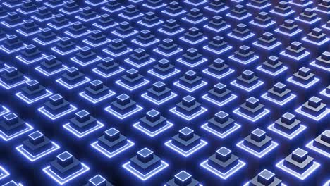 abstract glowing blue cubes pattern