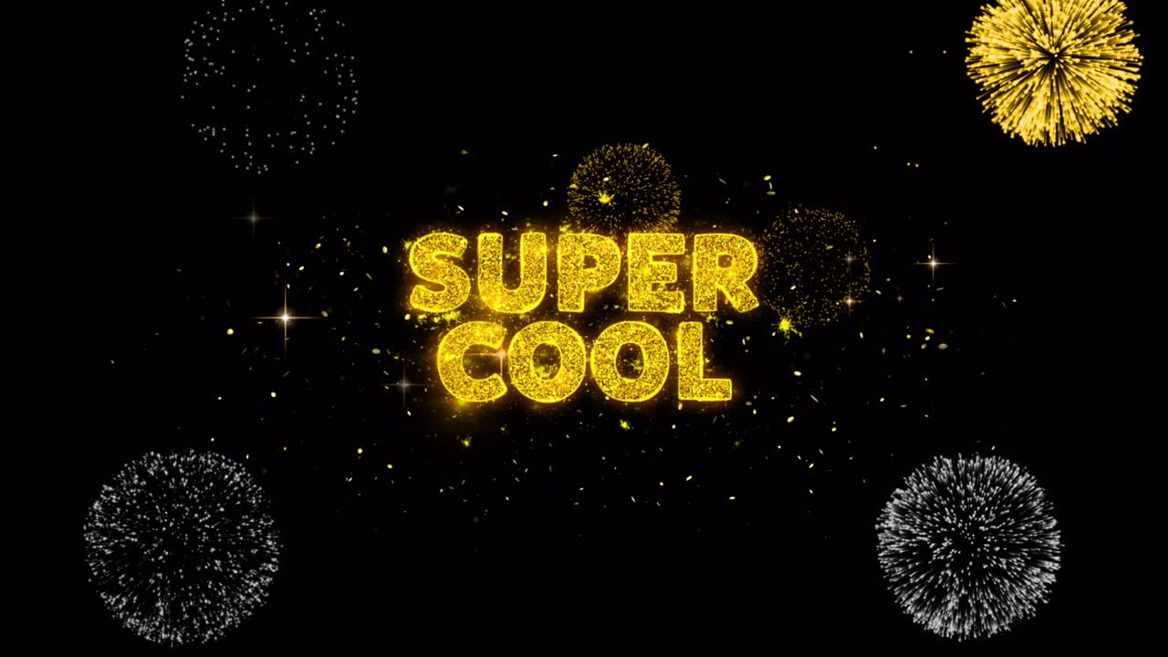 Super Cool Fireworks Text Graphic Design