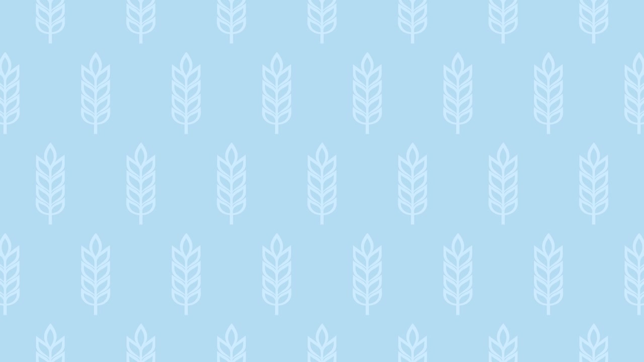 Animated Pattern of Wheat Stalks on Light Blue Background