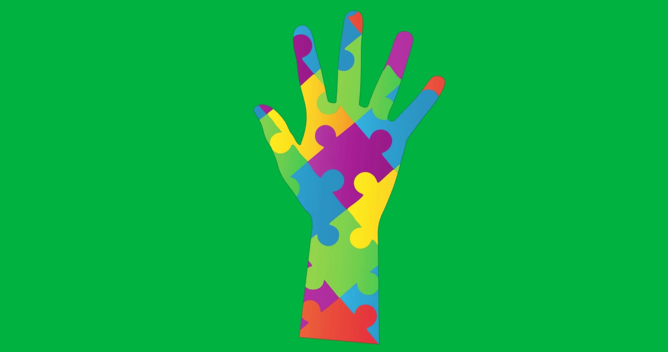 Silhouette di mano a forma di pezzo di puzzle colorata che mostra la risoluzione di problemi aziendali su sfondo trasparente.