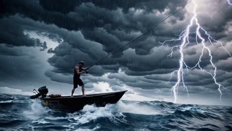 fisherman in a storm