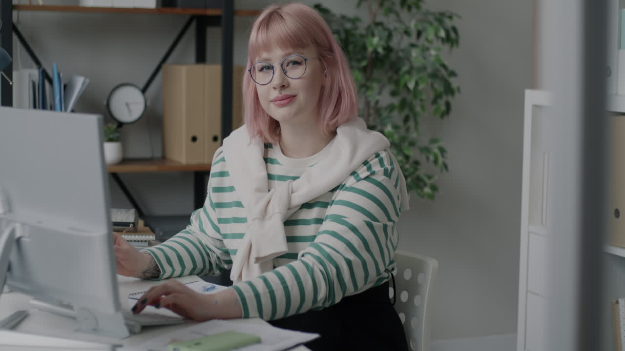 Woman working from home at a computer
