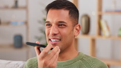 happy man, talking and phone call with loudspeaker