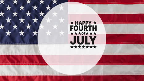 animation of happy fourth of july text over american flag