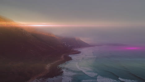 light trail against sea in background