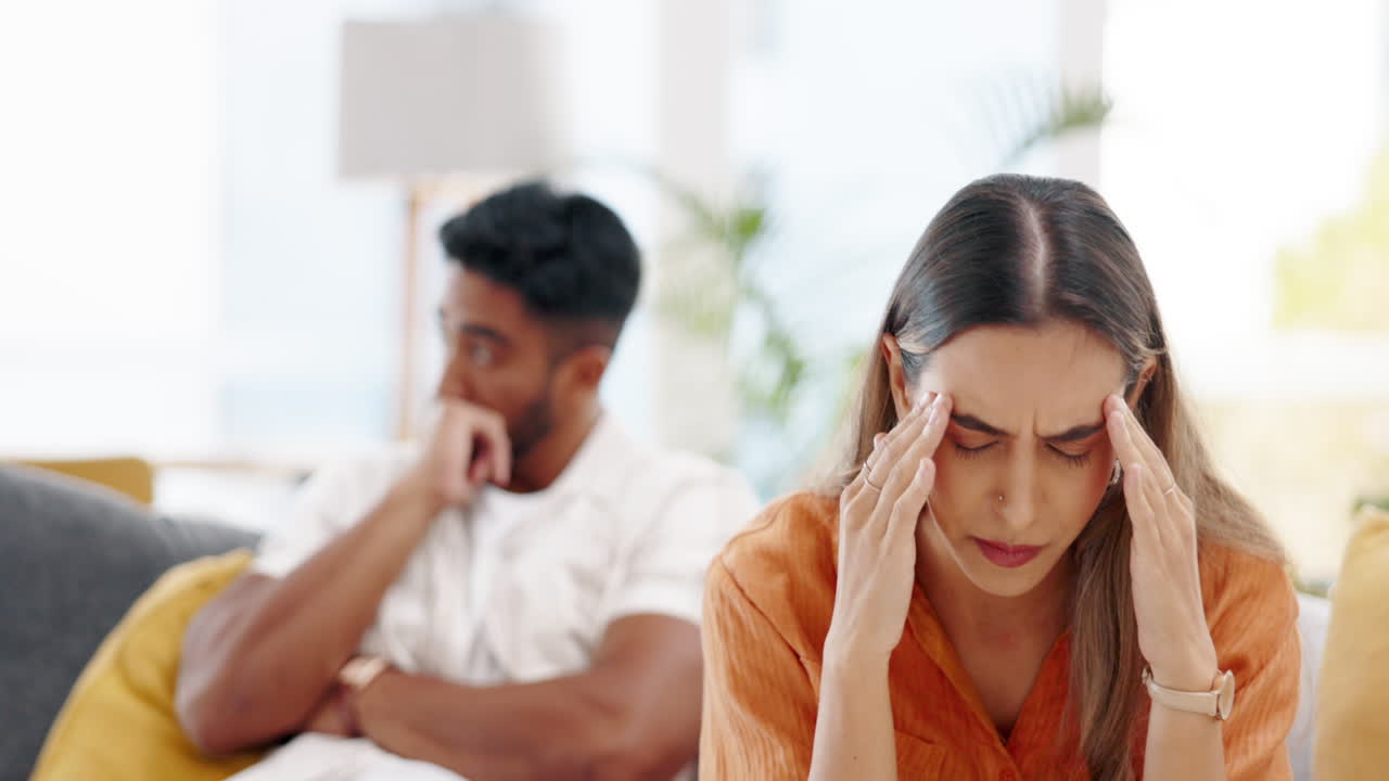 Frustrated woman talking to man in fight