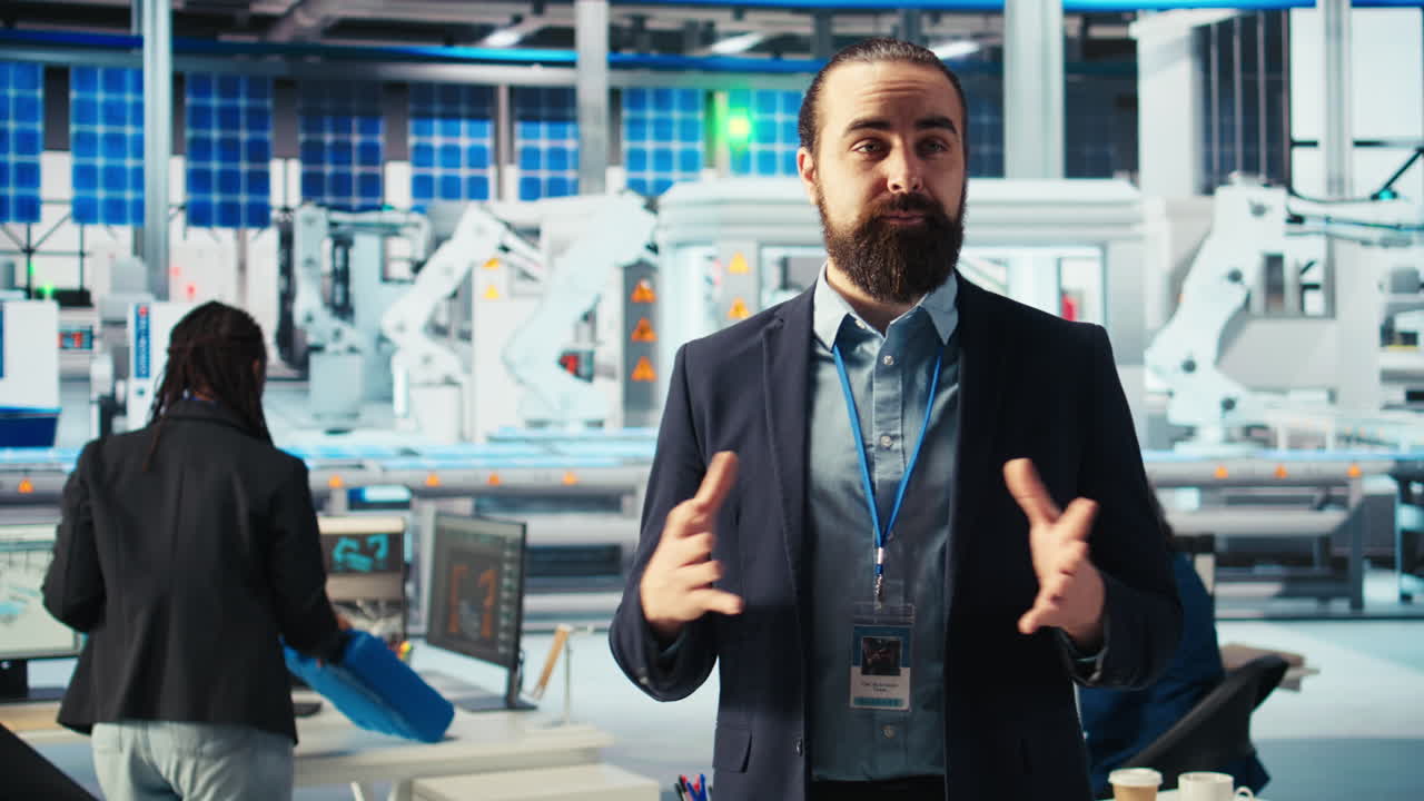 태양 패널 제조 공장 전문가가 생산 과정을 설명합니다.