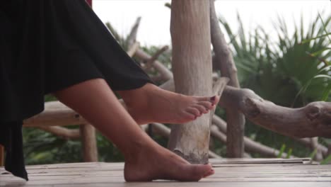 close up of a feet pair getting relax