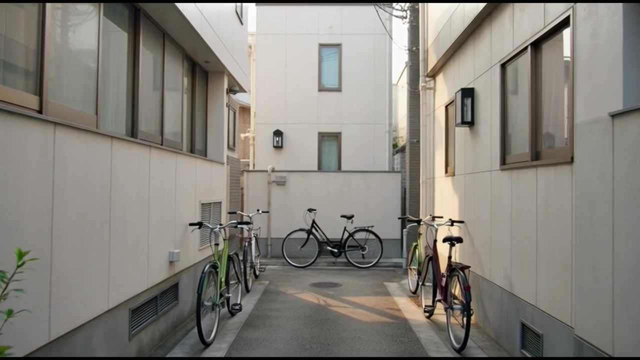 Bicycles Parked in a Narrow Residential Alleyway in Japan