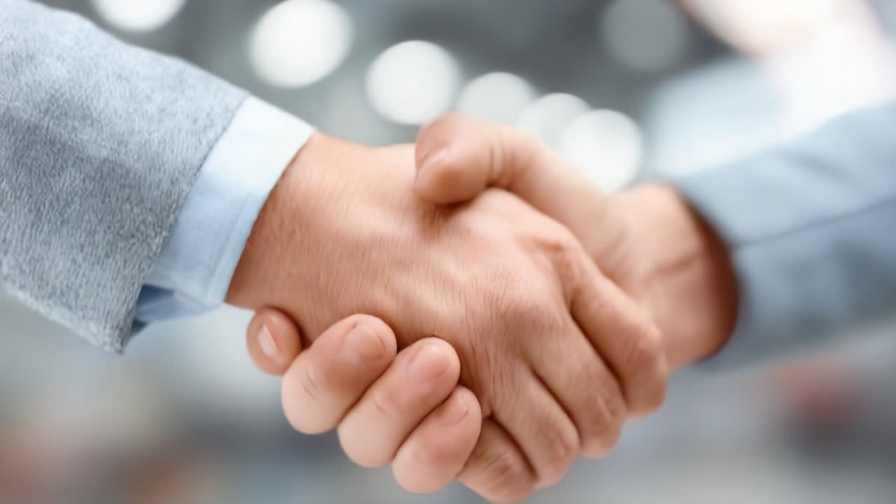 A Confident Handshake Signifying Agreement and Collaboration Between Business Partners in a Professional Setting
