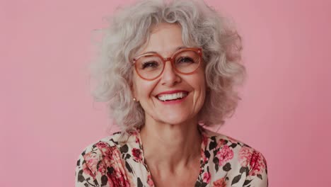 smiling senior woman in floral dress