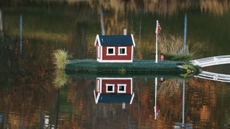 an idyllic scene in the town park in sorreisa, norway