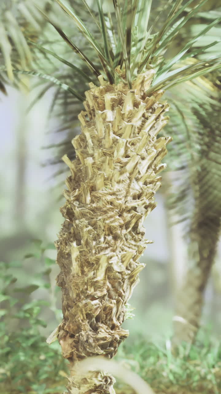 Tall palm tree surrounded by lush greenery in a tropical paradise setting