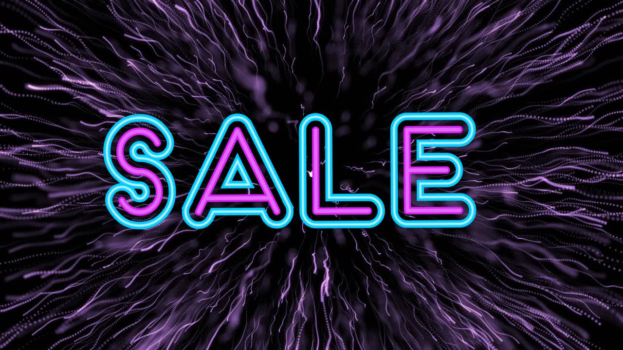 animación de venta sobre fuegos artificiales sobre fondo negro