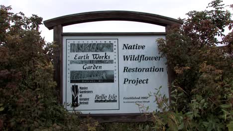 sign for urban gardening in detroit, michigan, usa