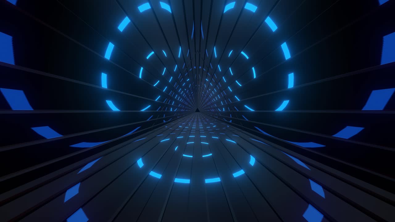 Neon Blue Futuristic Triangle Tunnel