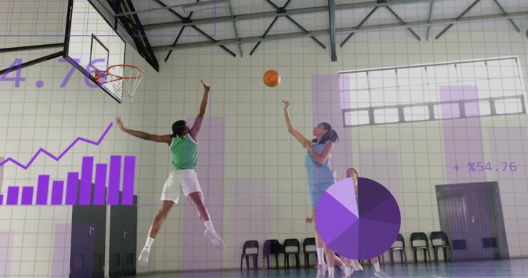 Giocatore che esegue un crossover dribble e avvia sovrapposizioni di dati mentre il difensore contesta per la revisione