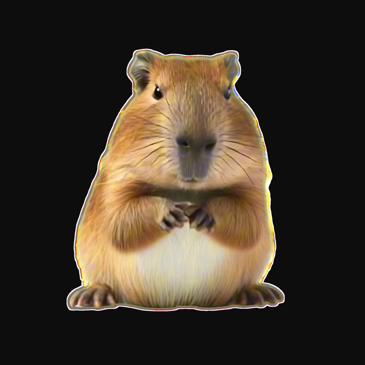 Cute capybara facing camera animation isolated asset, transparent 4K ...