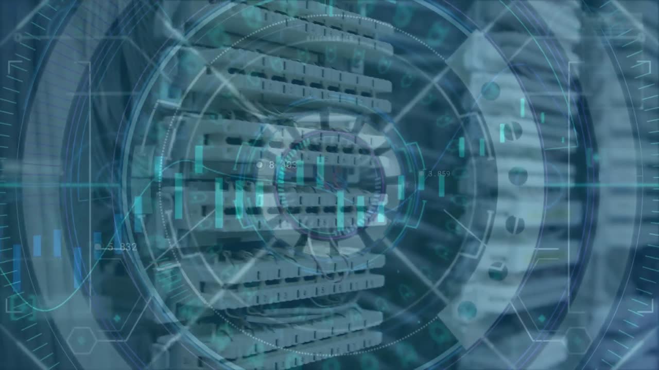 Animation of scope scanning and financial data processing over computer server