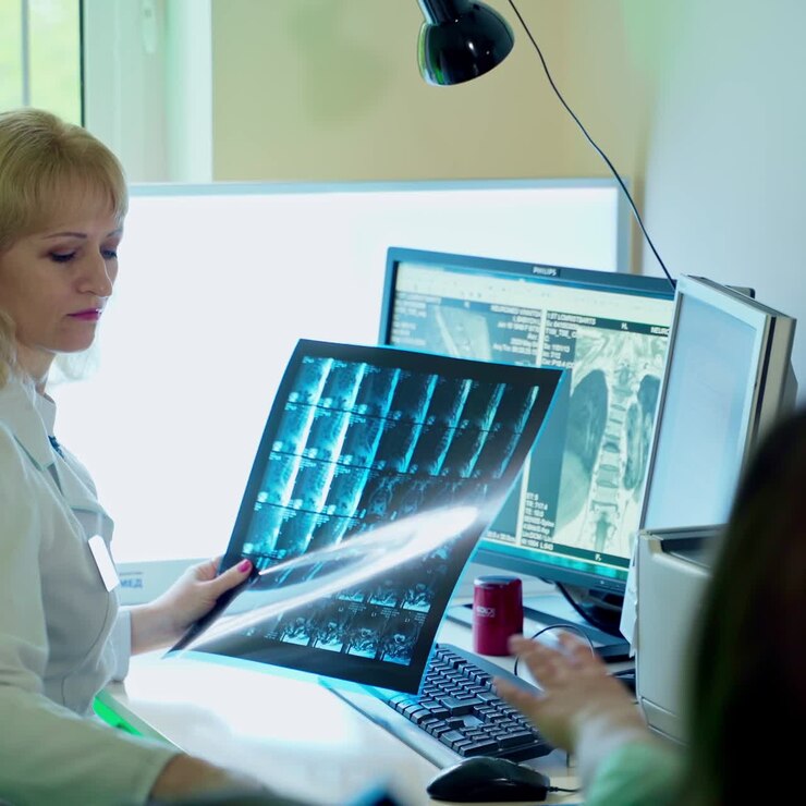 Doctor examining x-ray images