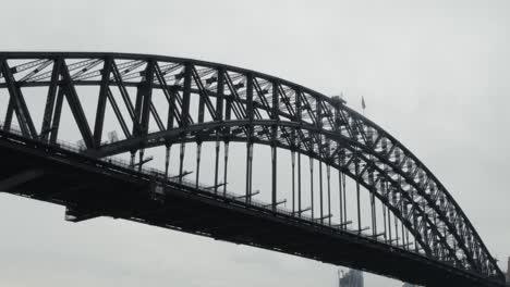 Sydney-Harbour-Bridge-On-A-Cloudy-Day-From-Sydney-Harbour-In-Sydney,-New-South-Wales,-Australia