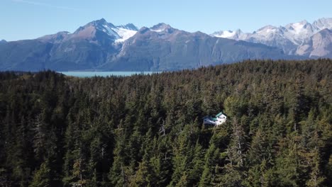 an isolated house in the middle of the forest in alaska