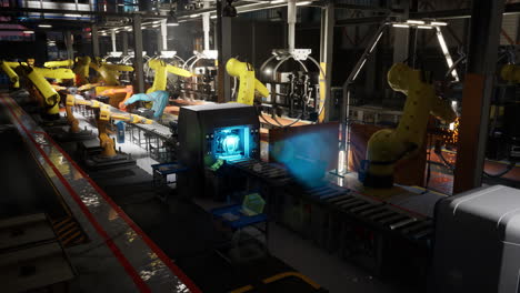 factory robots working on an assembly line