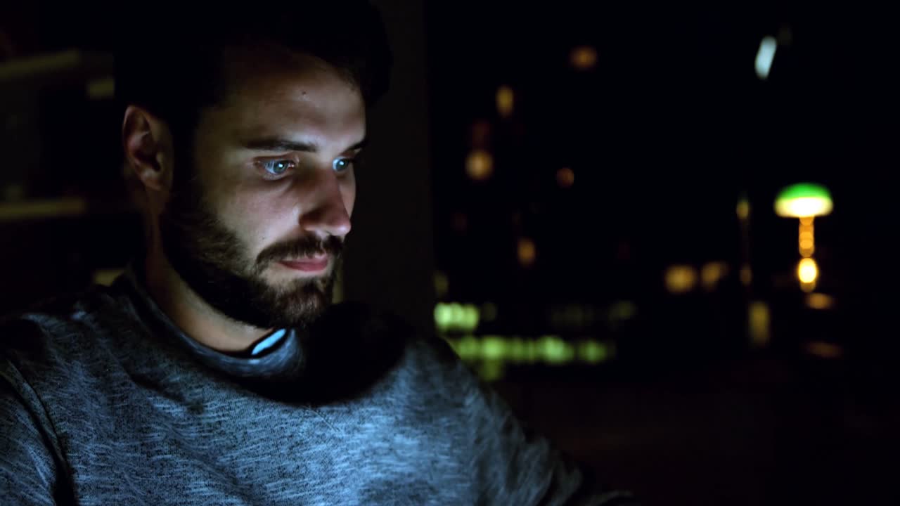 Man working late night