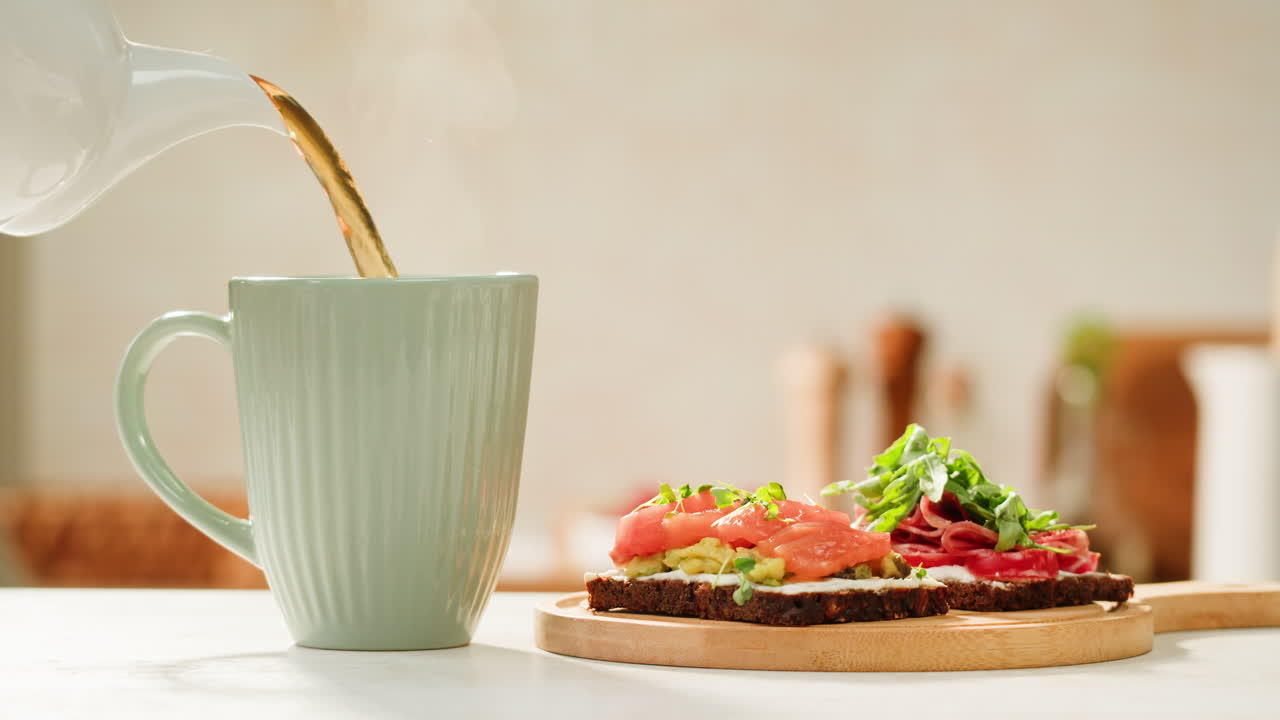 Breakfast with Tea and Sandwiches