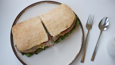 ciabatta sandwich with coffee