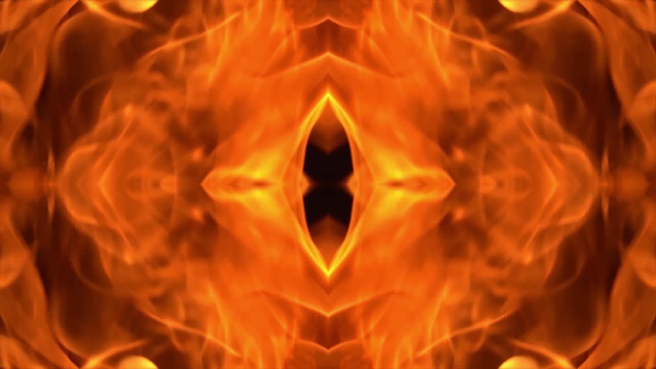 effetto di combustione del fuoco in simmetria astratta caleidoscopio