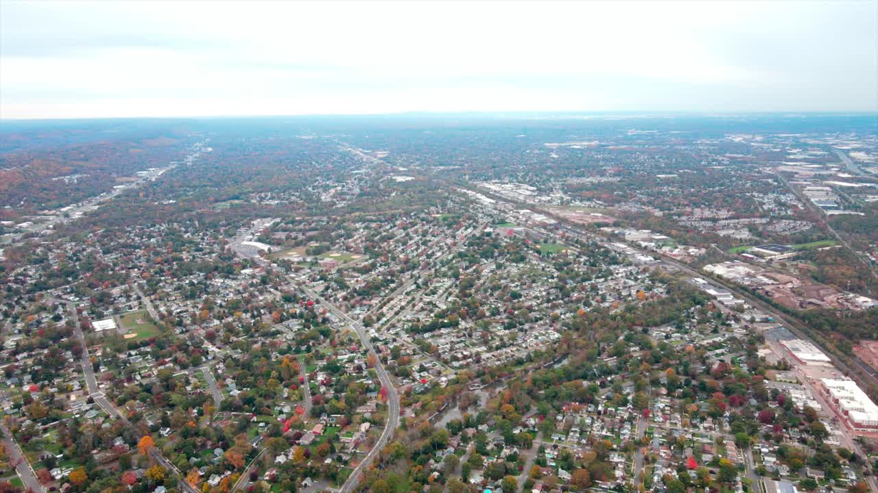 뉴 브런즈윅 주거 지역 드론 궤도 촬영 조감도