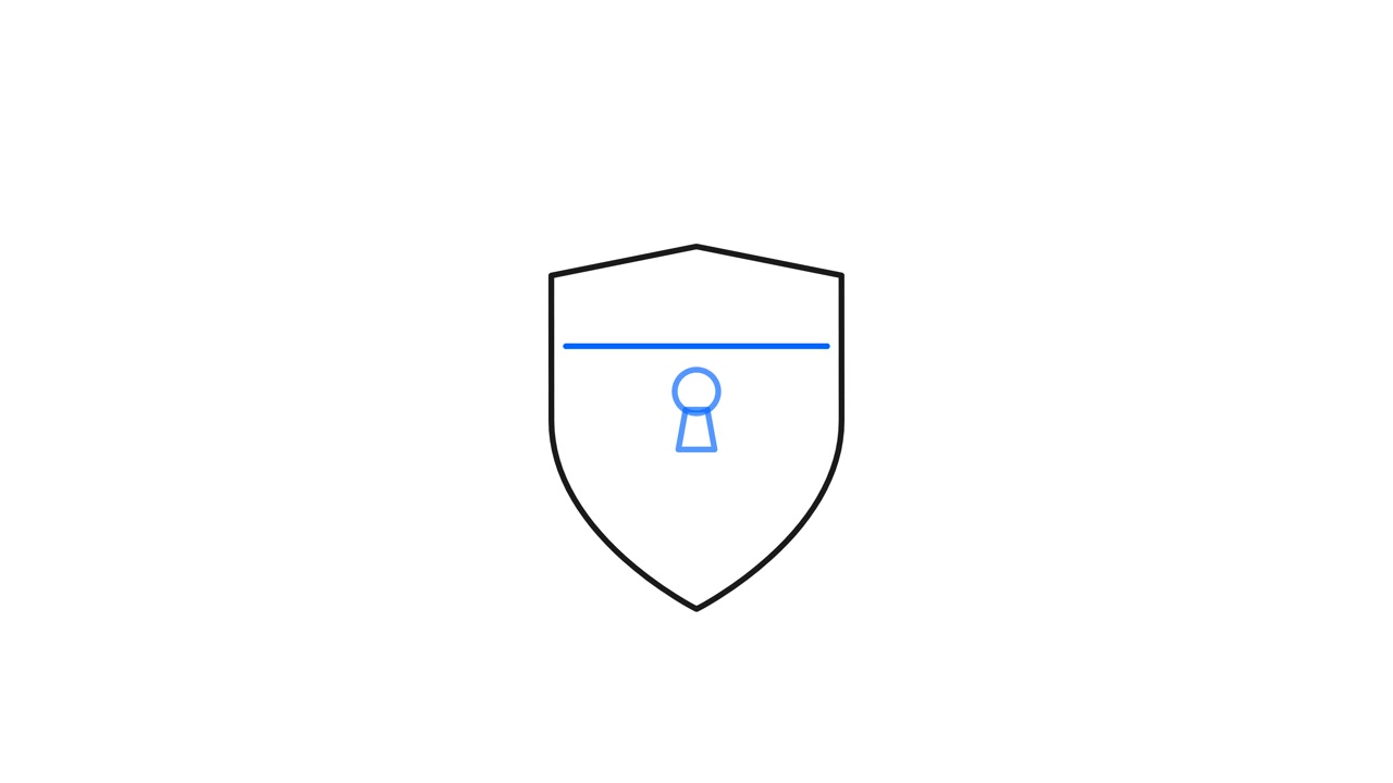 Animated Shield Icon with Keyhole Symbol for Cybersecurity Concept