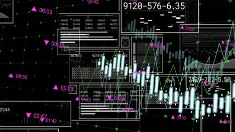 Animation-Von-Schnittstellen-Zur-Datenverarbeitung-Vor-Schwarzem-Hintergrund