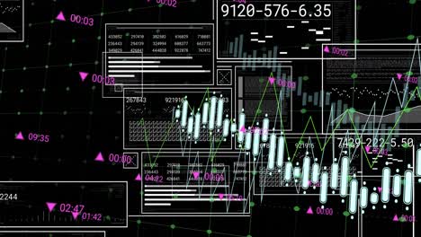 animation of interfaces with data processing against black background