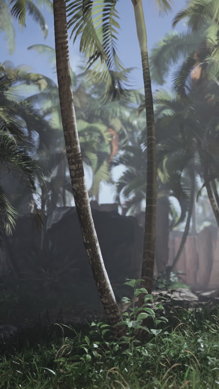 selva densa con palmeras