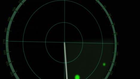 animación de radar con puntos que se mueven sobre un fondo negro