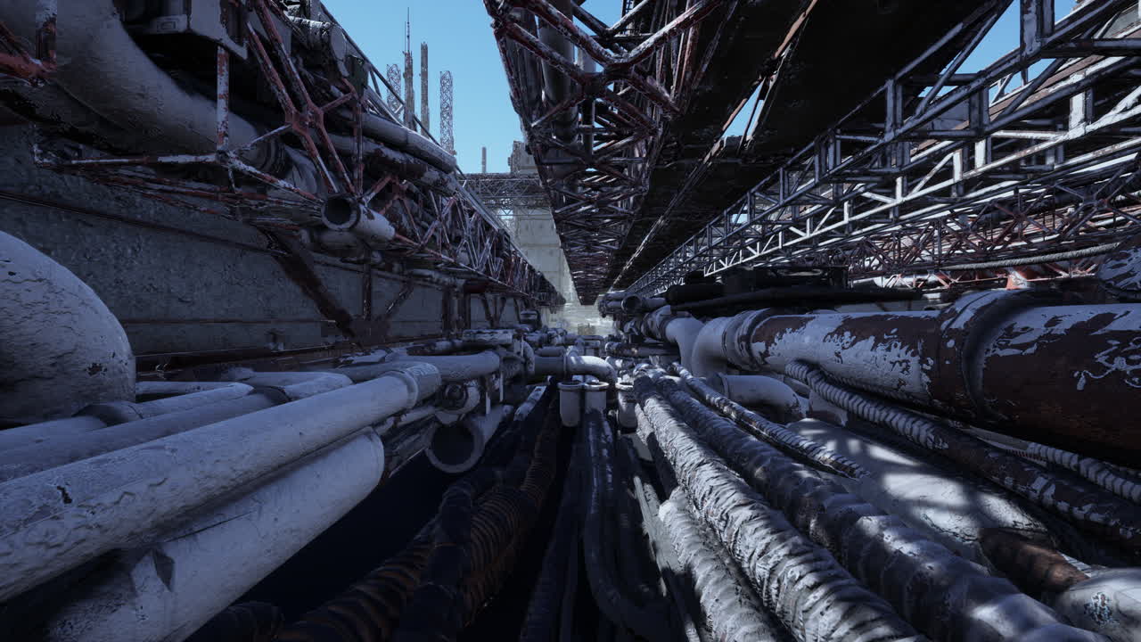 버려진 산업 단지의 폐허를 탐험합니다.