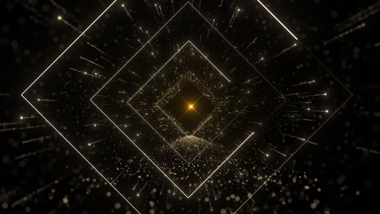 4K 추상적인 고급스러운 검은색의 어두운 파란색 그라데이션 배경에 선이 애니메이션으로 표현되었고 금색 메탈 스트라이프가 있어요.