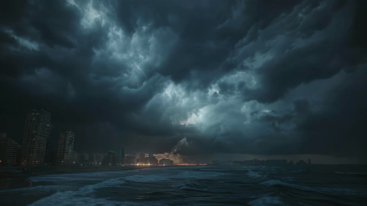 Nighttime Storm over the Coast