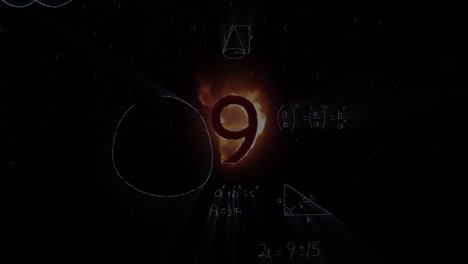 animación de ecuaciones matemáticas sobre la cuenta atrás