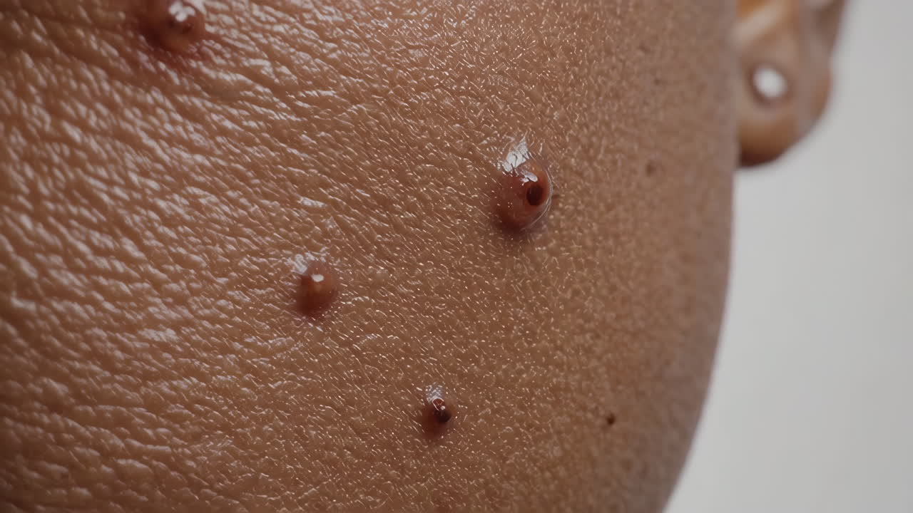 Close-up of human skin with multiple skin bumps