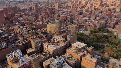 drone flying above cairo’s zabaleen neighborhood