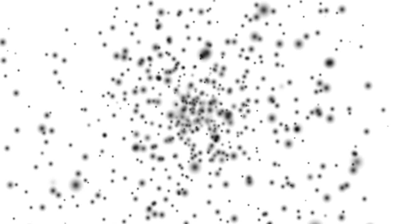 círculos oscuros borrosos bokeh volando sobre fondo blanco animación de movimiento de círculos borrosos efecto desenfocado composición horizontal calidad de video 4k